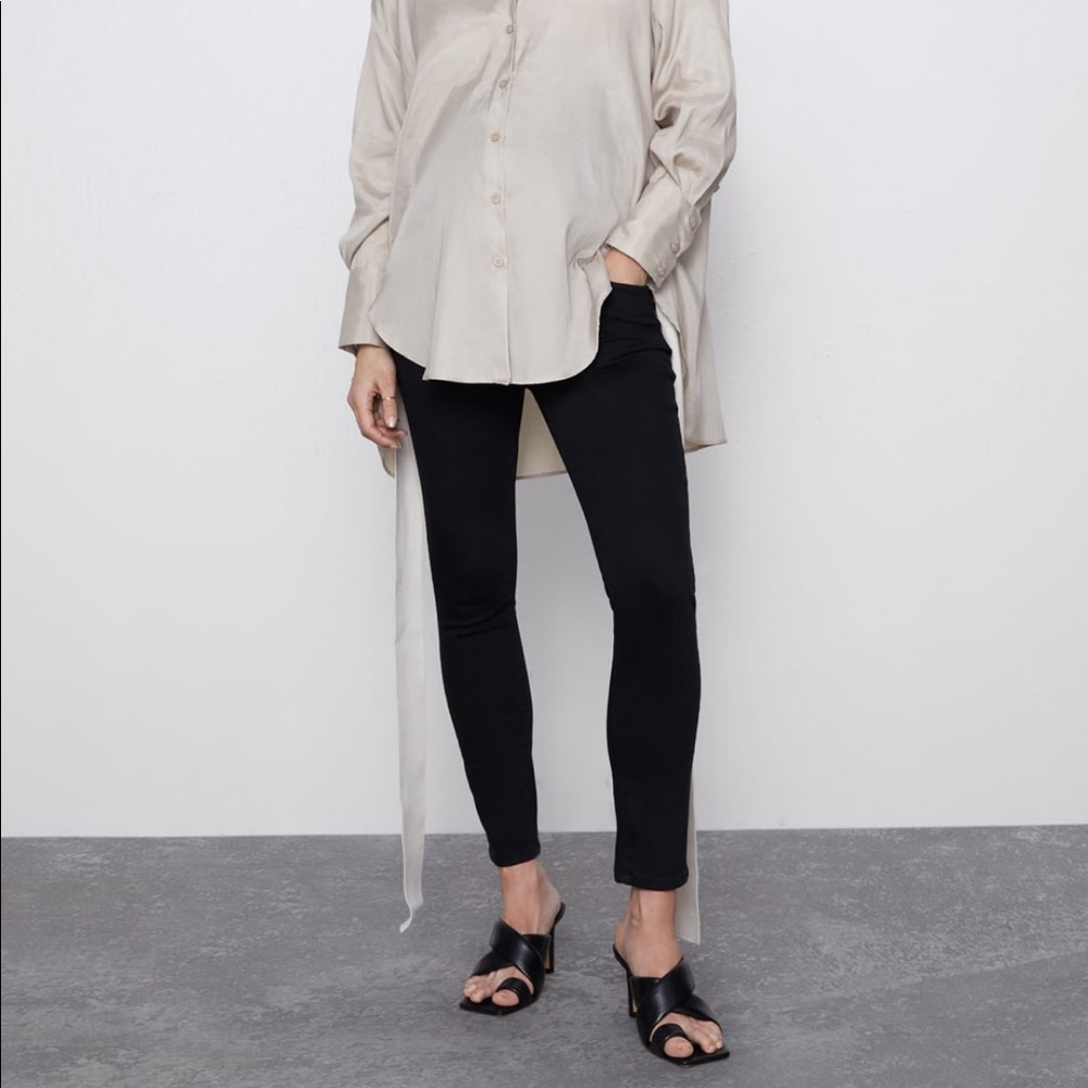 🆕ZARA skinny mommy jean in midnight black
